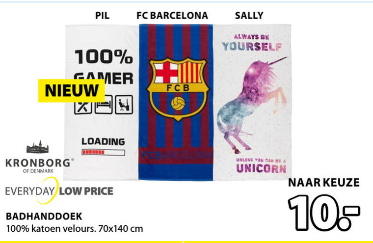 datum rommel Pef FC Barcelona baddoek, handdoek folder aanbieding bij Jysk - details