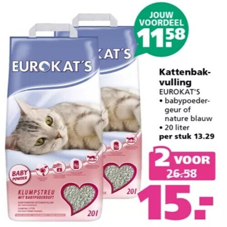 Jachtluipaard statisch Gemakkelijk Eurokats kattenbakvulling folder aanbieding bij Ranzijn Tuin en Dier -  details