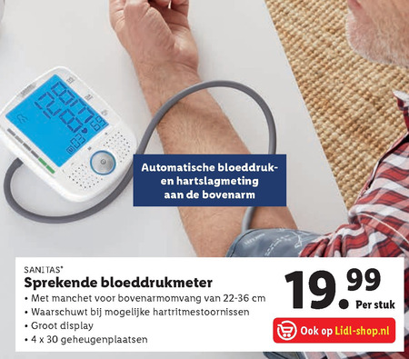 Aanvrager stap Welkom Sanitas bloeddrukmeter folder aanbieding bij Lidl - details