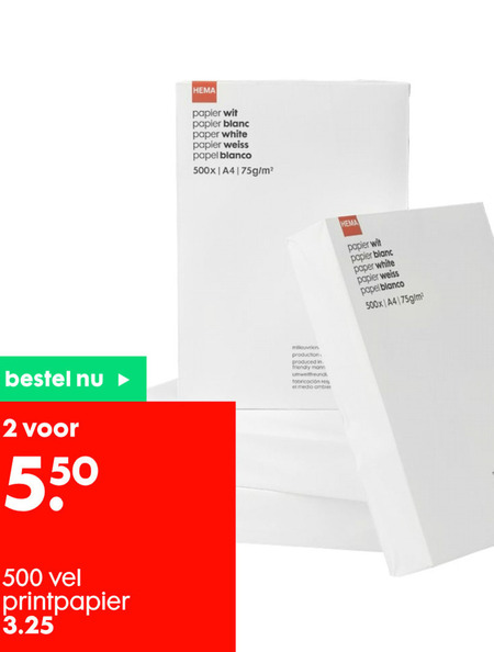 ik luister naar muziek Optimistisch bunker Hema huismerk printerpapier folder aanbieding bij Hema - details