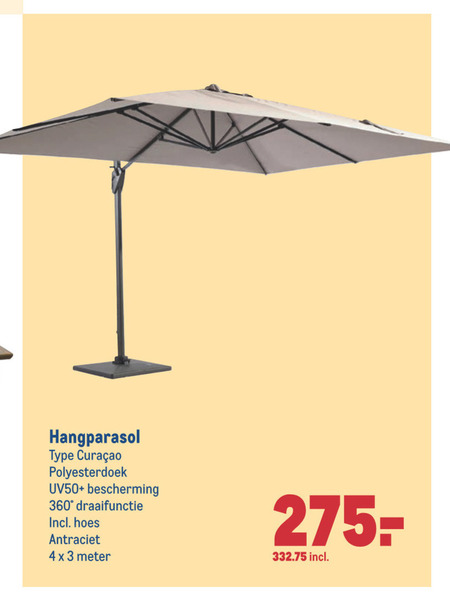 tack uitgehongerd In detail zweefparasol folder aanbieding bij Makro - details