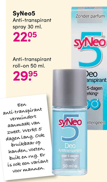 Diplomatie Speel delicatesse SyNeo 5 deodorant folder aanbieding bij D.I.O. Drogist - details