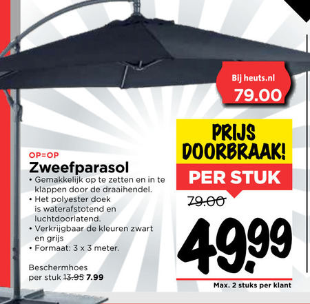 Plicht Daar Haat zweefparasol folder aanbieding bij Vomar - details