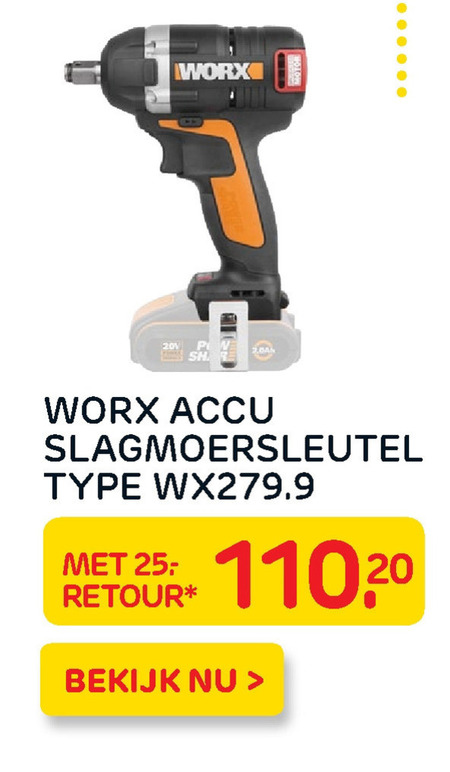 Worx slagmoersleutel folder aanbieding bij Praxis details