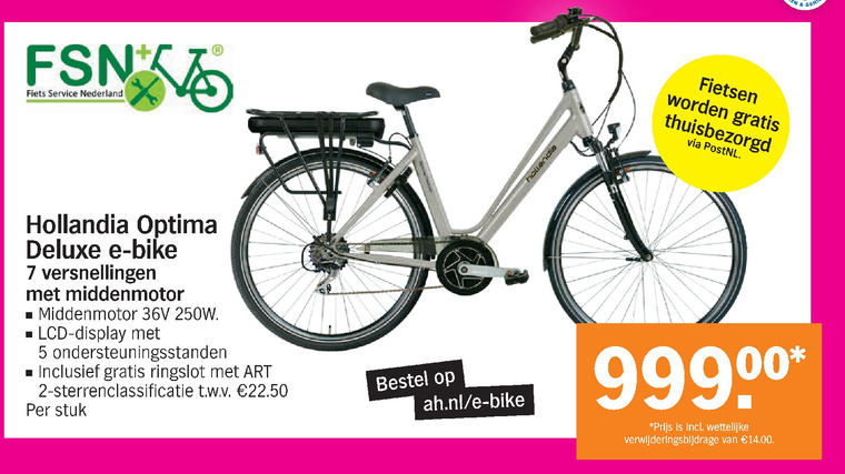 Absoluut bedreiging Fjord Hollandia elektrische fiets folder aanbieding bij Albert Heijn - details