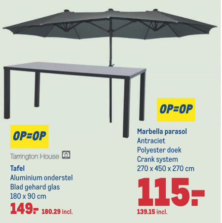 Betasten verwijderen Pickering Tarrington House tuintafel, parasol folder aanbieding bij Makro - details