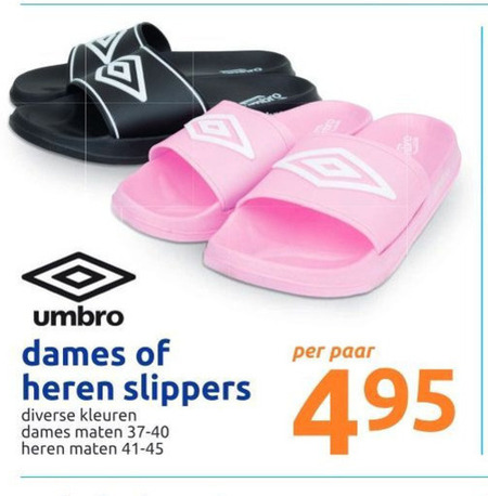 naaimachine Doe het niet doneren Umbro damesslipper, herenslippers folder aanbieding bij Action - details