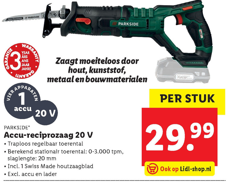 hout hoekpunt Arthur Conan Doyle Parkside reciprozaag folder aanbieding bij Lidl - details