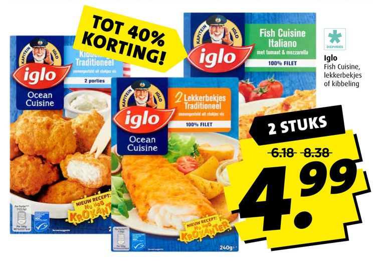 Iglo   kibbeling, lekkerbekjes folder aanbieding bij  Boni - details