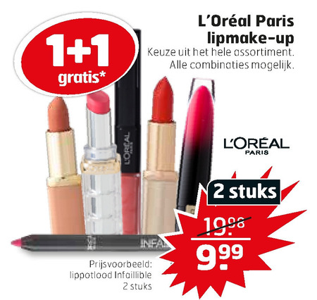 Wig haat Binnenwaarts L Oreal lipstick, lipgloss folder aanbieding bij Trekpleister - details