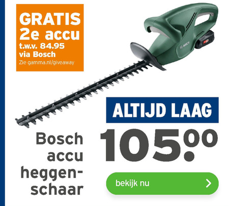 tobben wang Laat je zien Bosch heggenschaar folder aanbieding bij Gamma - details