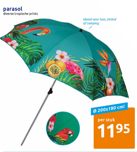 Slagschip procent ozon strandparasol folder aanbieding bij Action - details