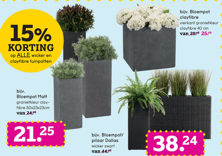 Verkleuren Vernauwd indruk plantenbak, bloempot folder aanbieding bij Leenbakker - details