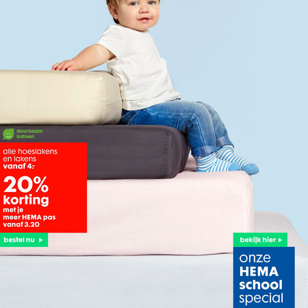 Hema huismerk laken, hoeslaken folder aanbieding Hema - details