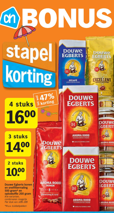 rukken Picknicken borstel Douwe Egberts koffie, oploskoffie folder aanbieding bij Albert Heijn -  details