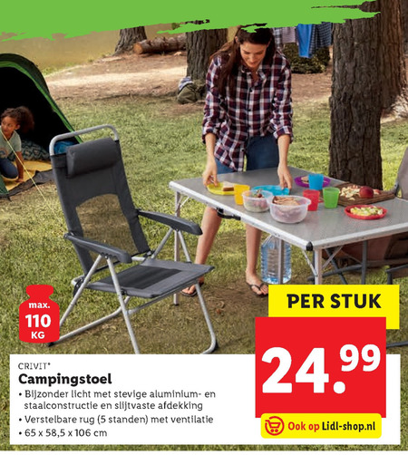 man mist spreker Crivit campingstoel folder aanbieding bij Lidl - details