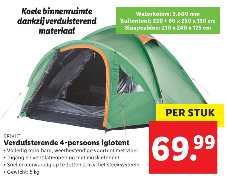 Crivit tent folder aanbieding bij Lidl - details