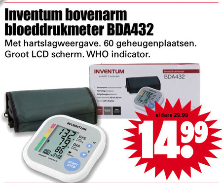 Graan steenkool Goed opgeleid Inventum bloeddrukmeter folder aanbieding bij Dirk - details