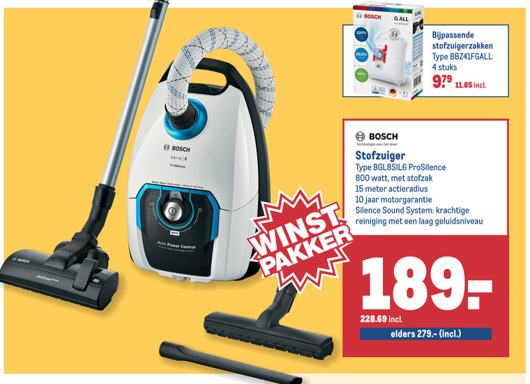 Bosch stofzuiger folder aanbieding bij Makro -