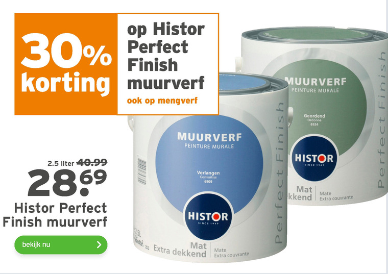 Histor mengverf, muurverf bij Gamma - details