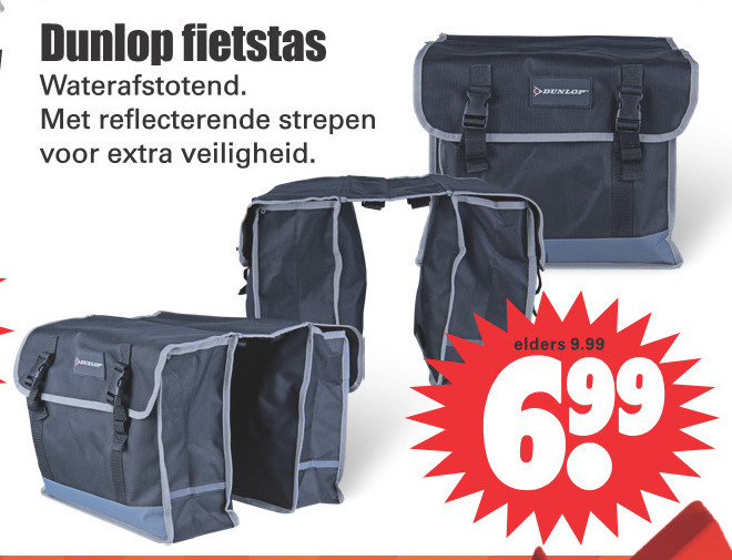 schattig Dom Blootstellen Dunlop dubbele fietstas folder aanbieding bij Dirk - details