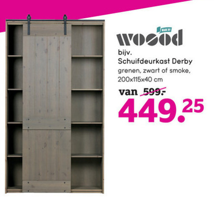 Hoop van invoeren Imperialisme Woood zweefdeurkast folder aanbieding bij Leenbakker - details