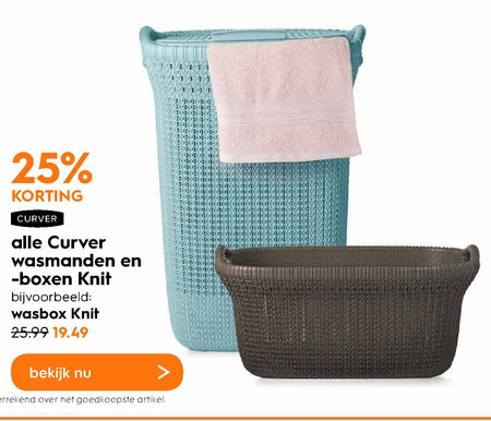 Woord spiraal Previs site Curver wasmand, heupwasmand folder aanbieding bij Blokker - details