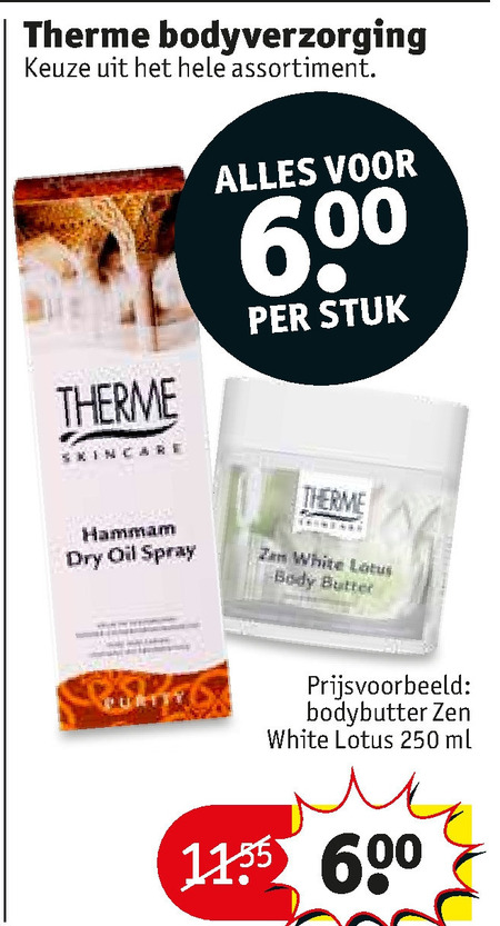 Koningin Laster binair Therme bodylotion folder aanbieding bij Kruidvat - details