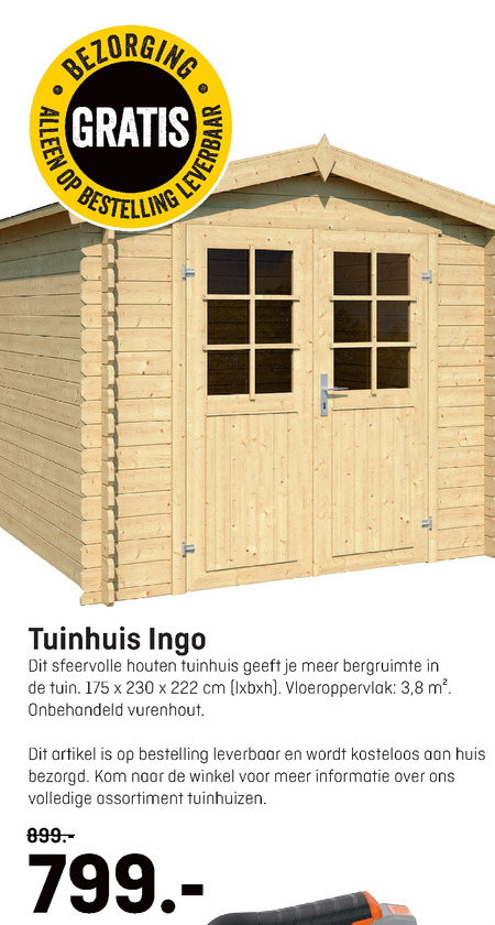 Haalbaarheid Amfibisch prijs tuinschuur folder aanbieding bij Hubo - details