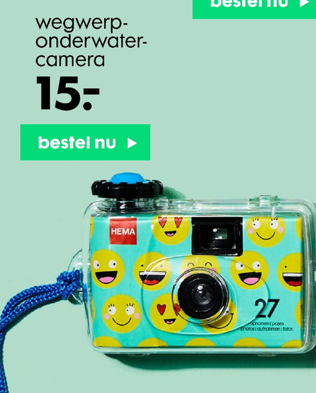 Begunstigde verdwijnen huichelarij onderwater camera, wegwerpcamera folder aanbieding bij Hema - details