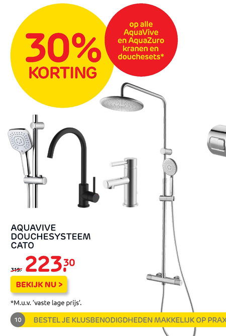 Aquavive kraan, folder aanbieding bij Praxis details