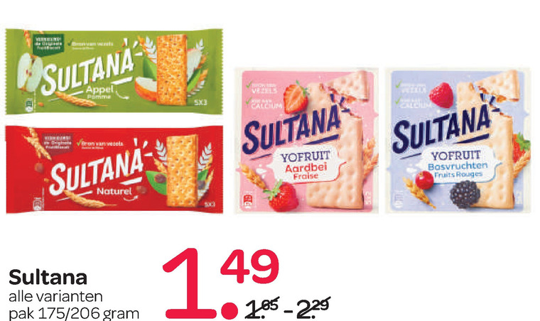 Sultana   fruitbiscuit, hartige biscuits folder aanbieding bij  Spar - details