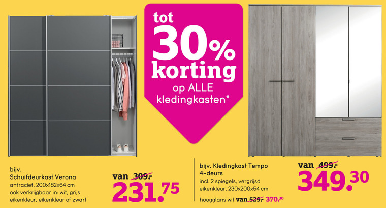 geleidelijk katoen Wissen zweefdeurkast, garderobekast folder aanbieding bij Leenbakker - details