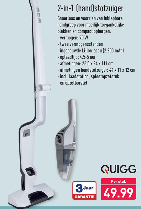 Quigg steelstofzuiger folder aanbieding bij Aldi -