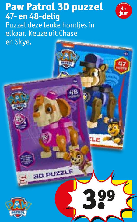 Blozend trommel Verdikken Paw Patrol 3d-puzzel folder aanbieding bij Kruidvat - details