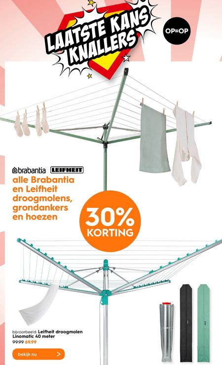 Dictatuur Recreatie Wees Brabantia droogmolen folder aanbieding bij Blokker - details