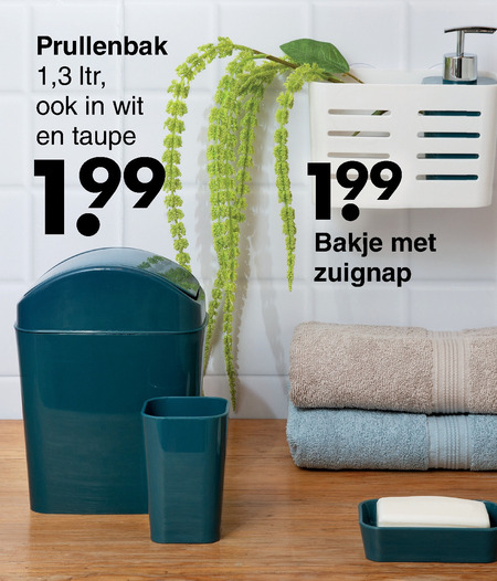 schilder Ramkoers leugenaar zeepbakje, afvalemmer folder aanbieding bij Wibra - details