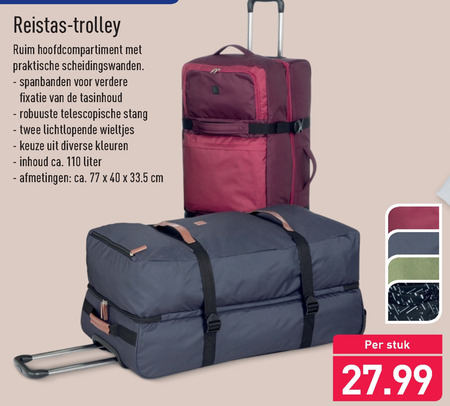 Snel Duur trimmen reistas folder aanbieding bij Aldi - details