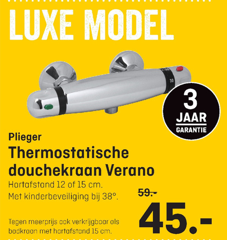 Onrechtvaardig Oh jee Te voet Plieger thermostaatkraan, douchekraan folder aanbieding bij Hubo - details