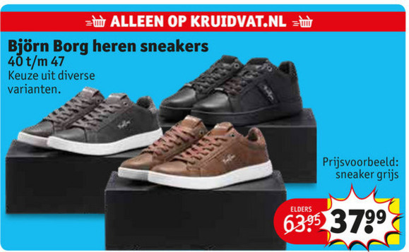 zwart naaien veer Bjorn Borg heren sneakers folder aanbieding bij Kruidvat - details