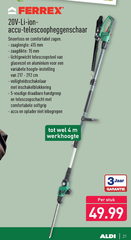 Senator Intimidatie leugenaar Ferrex heggenschaar folder aanbieding bij Aldi - details