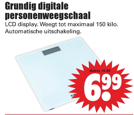 Betreffende Huichelaar publiek Grundig weegschaal folder aanbieding bij Dirk - details