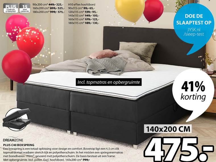 Dreamzone boxspring aanbieding bij Jysk - details