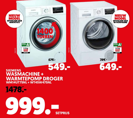 Gluren Kan niet lezen of schrijven Stadium Siemens wasmachine, warmtepompdroger folder aanbieding bij Mediamarkt -  details