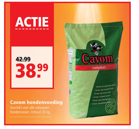 Canberra Nuttig violist Cavom hondenvoer folder aanbieding bij Welkoop - details