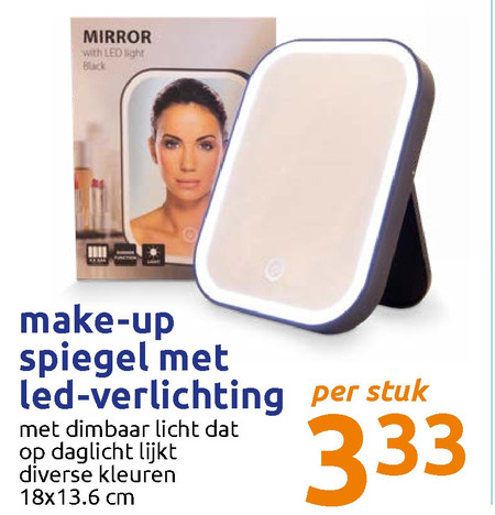 Voorschrift accu over make-up spiegel folder aanbieding bij Action - details