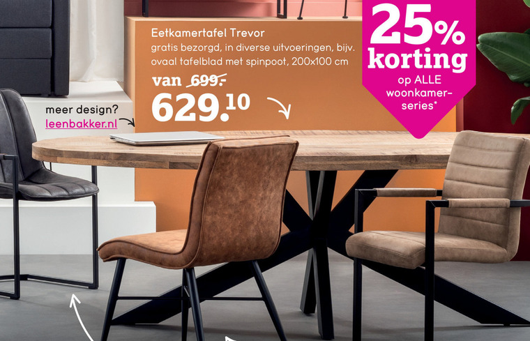 Laan Bermad traagheid eetkamertafel folder aanbieding bij Leenbakker - details