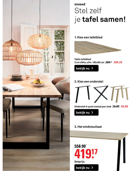 oogst Met andere woorden Stoffig Woood eetkamertafel folder aanbieding bij Karwei - details