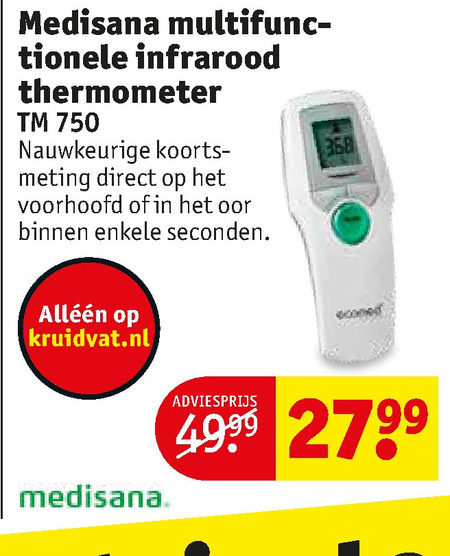 vriendelijke groet van kennis Medisana voorhoofdthermometer folder aanbieding bij Kruidvat - details