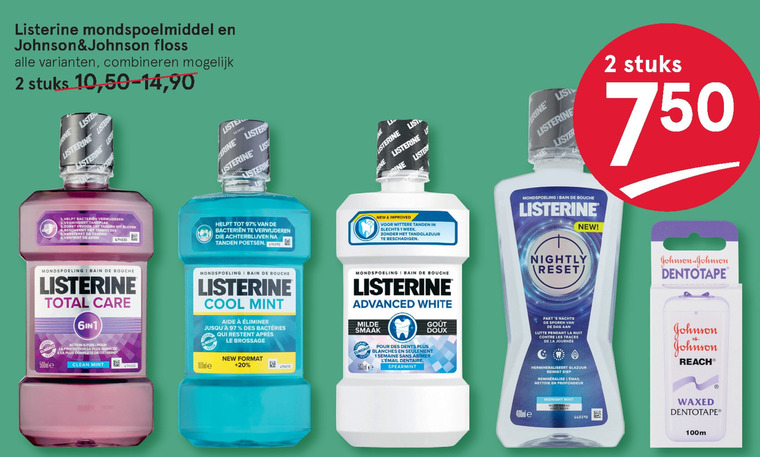 climax Inspectie Pygmalion Listerine flosdraad, mondwater folder aanbieding bij Etos - details